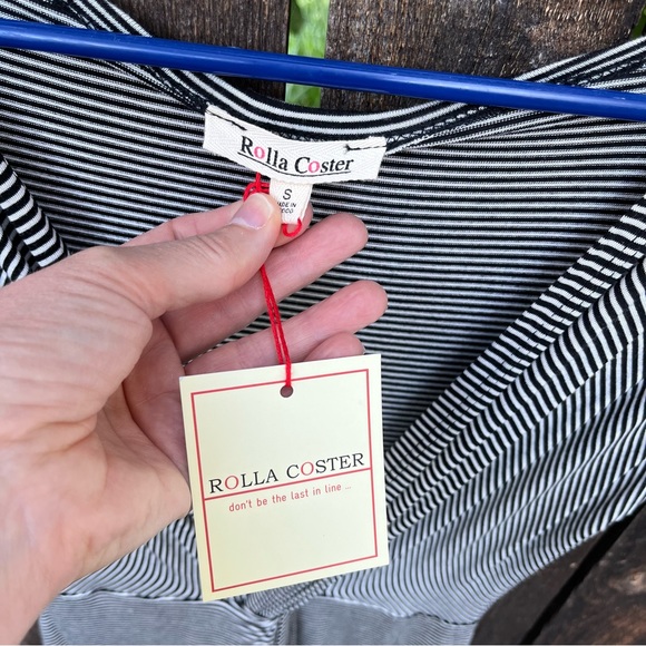 Rolla Coster Black & White Striped Twist Front Dress NWT Sz S - Picture 5 of 11